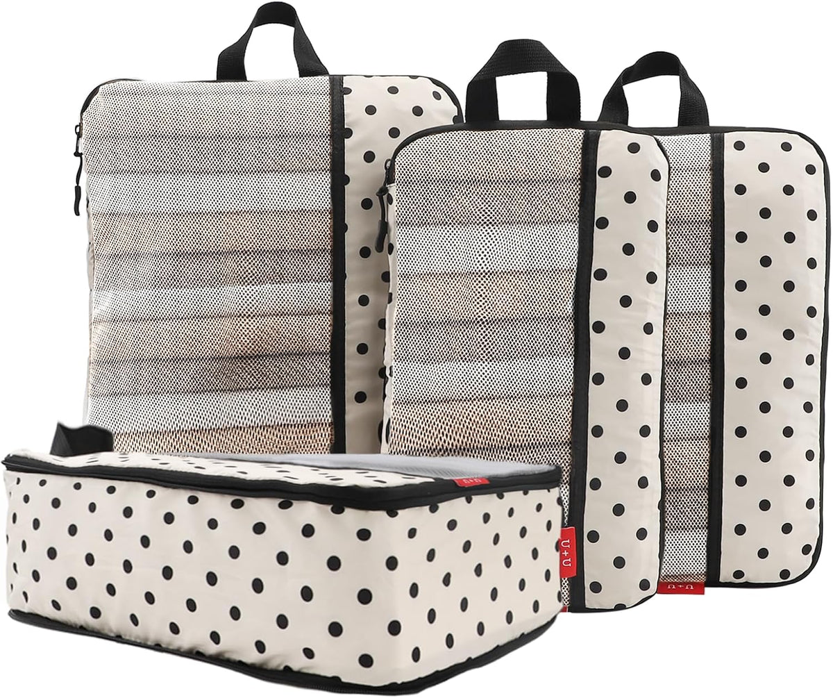 Compression Packing Cubes - Ultralight Travel Organizers with Laundry Bag, Space-Saving Suitcase Organizer, Expandable Packing Cubes for Travel and Family Vacation (Paisley Pattern)