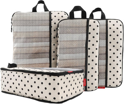 Compression Packing Cubes - Ultralight Travel Organizers with Laundry Bag, Space-Saving Suitcase Organizer, Expandable Packing Cubes for Travel and Family Vacation (Paisley Pattern)