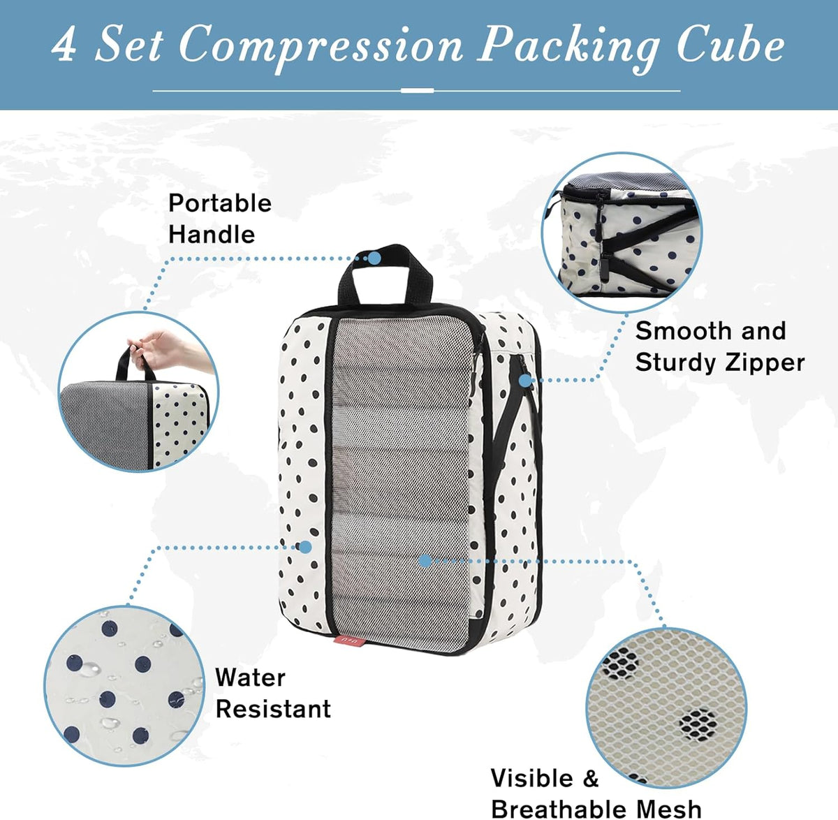 Compression Packing Cubes - Ultralight Travel Organizers with Laundry Bag, Space-Saving Suitcase Organizer, Expandable Packing Cubes for Travel and Family Vacation (Paisley Pattern)