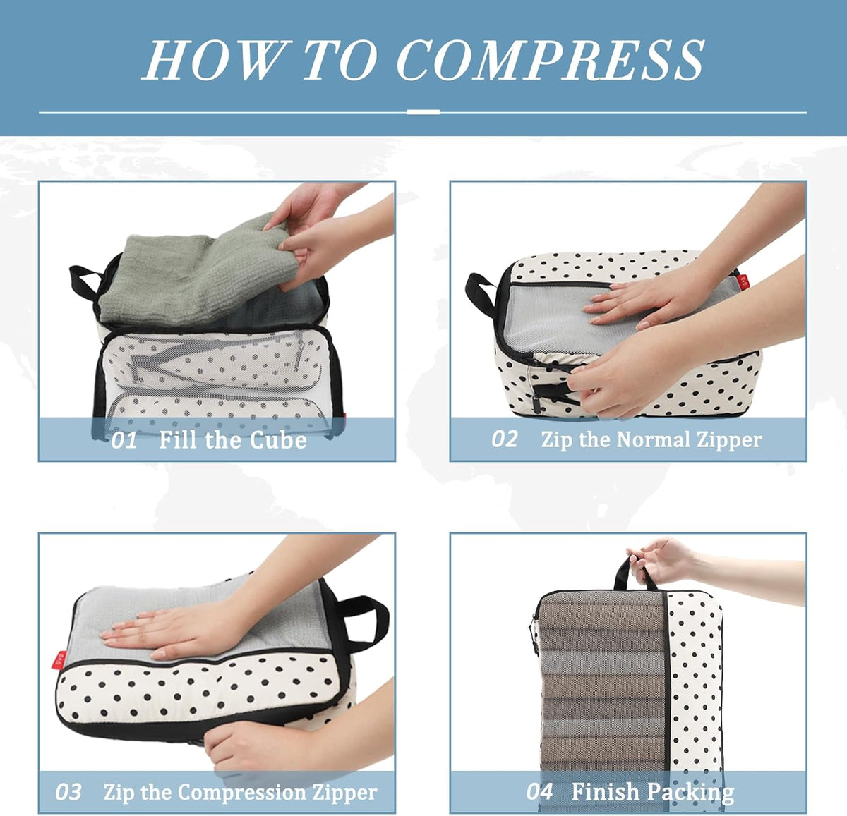 Compression Packing Cubes - Ultralight Travel Organizers with Laundry Bag, Space-Saving Suitcase Organizer, Expandable Packing Cubes for Travel and Family Vacation (Paisley Pattern)