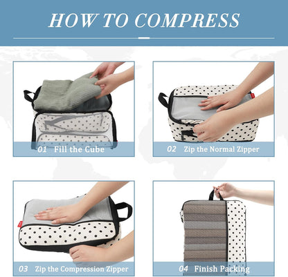 Compression Packing Cubes - Ultralight Travel Organizers with Laundry Bag, Space-Saving Suitcase Organizer, Expandable Packing Cubes for Travel and Family Vacation (Paisley Pattern)
