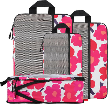 Compression Packing Cubes - Ultralight Travel Organizers with Laundry Bag, Space-Saving Suitcase Organizer, Expandable Packing Cubes for Travel and Family Vacation (Paisley Pattern)