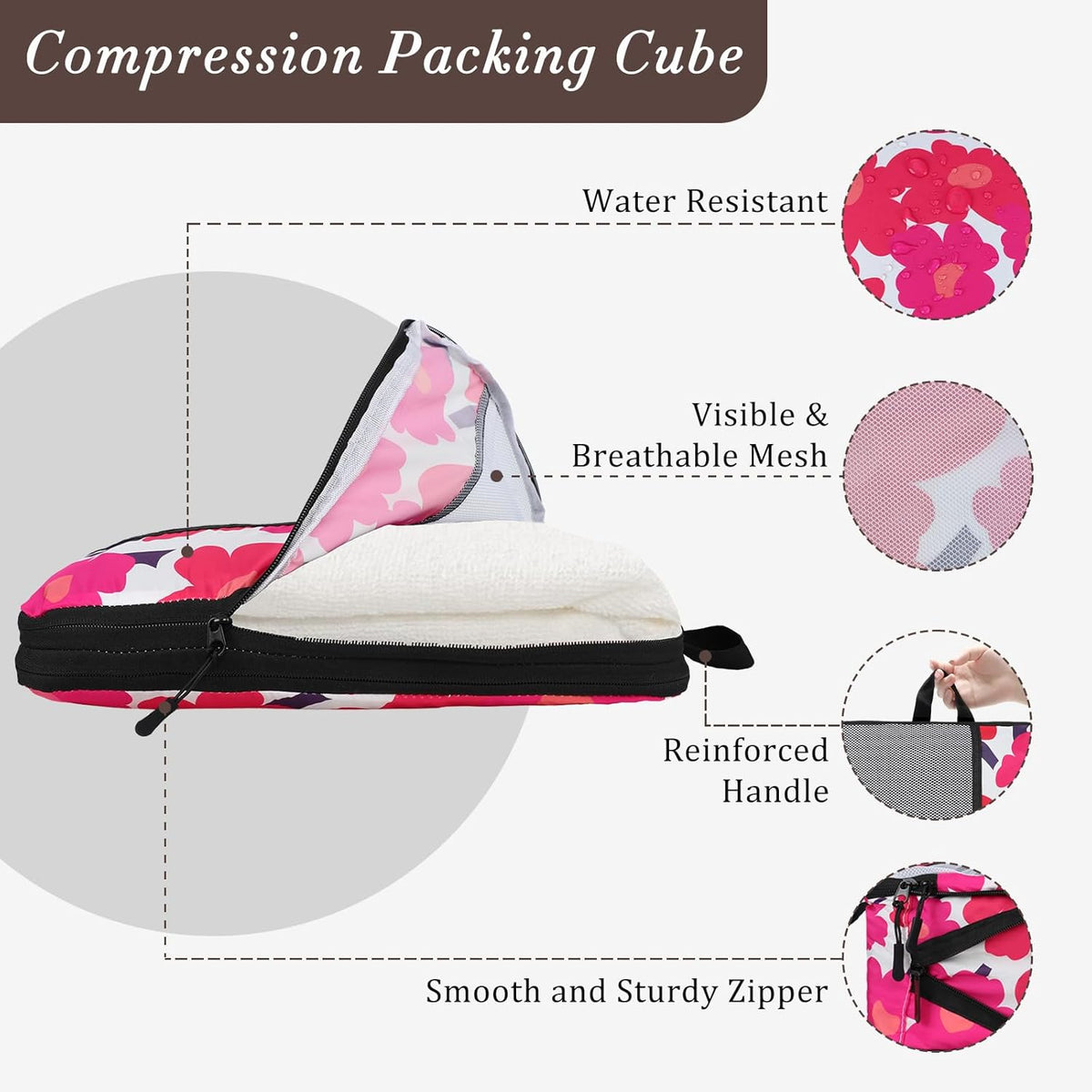 Compression Packing Cubes - Ultralight Travel Organizers with Laundry Bag, Space-Saving Suitcase Organizer, Expandable Packing Cubes for Travel and Family Vacation (Paisley Pattern)