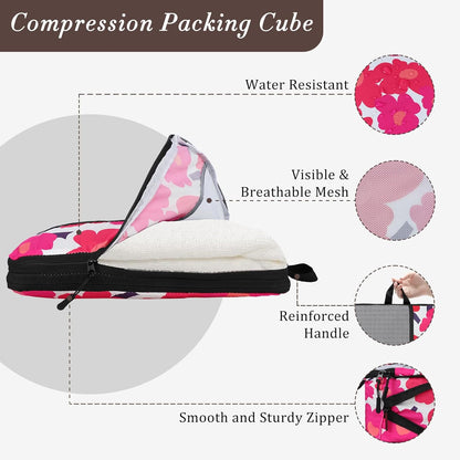 Compression Packing Cubes - Ultralight Travel Organizers with Laundry Bag, Space-Saving Suitcase Organizer, Expandable Packing Cubes for Travel and Family Vacation (Paisley Pattern)