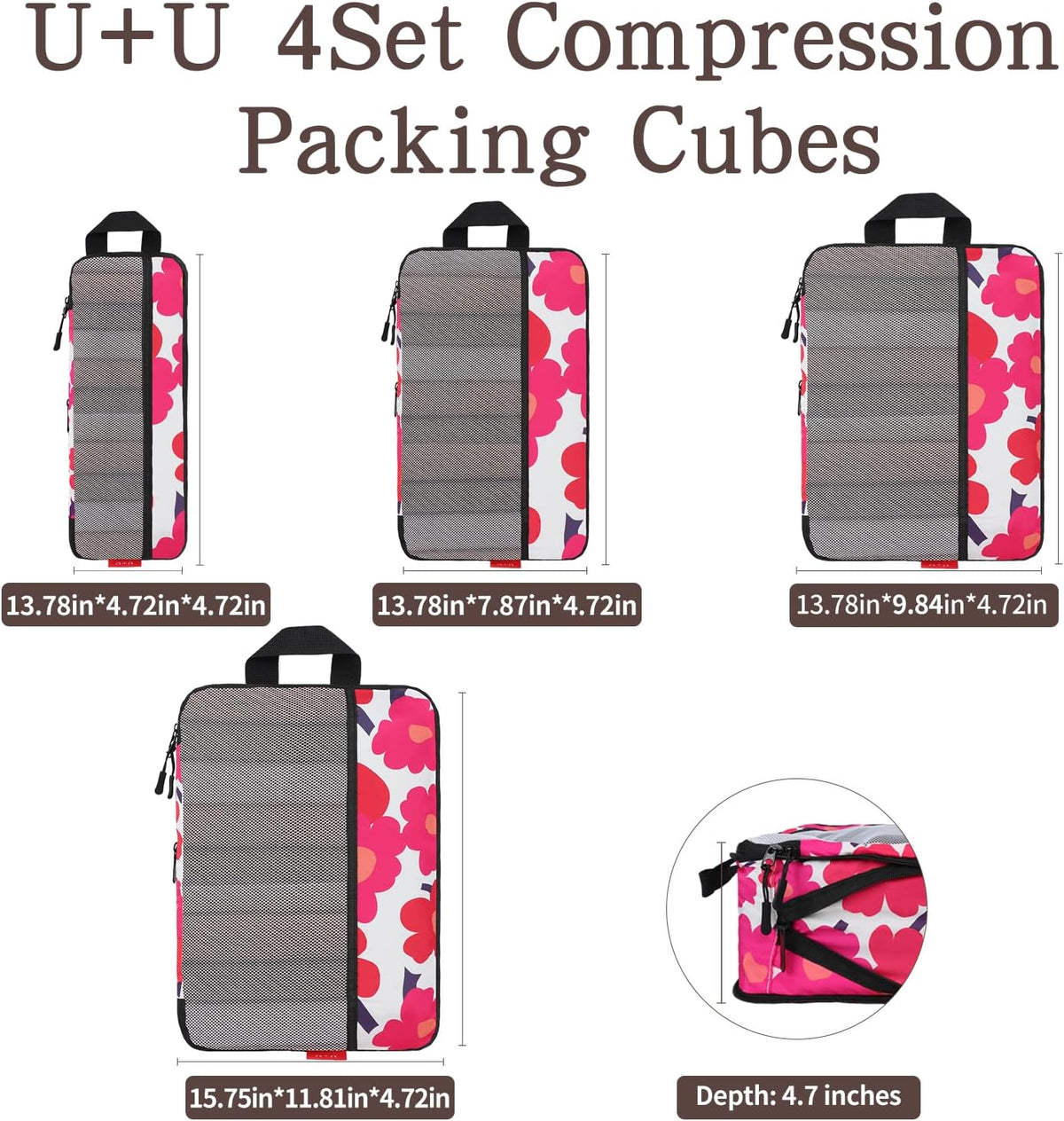 Compression Packing Cubes - Ultralight Travel Organizers with Laundry Bag, Space-Saving Suitcase Organizer, Expandable Packing Cubes for Travel and Family Vacation (Paisley Pattern)