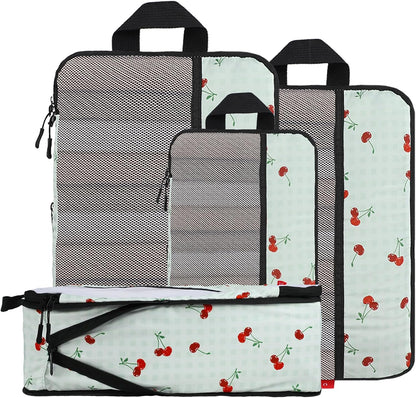 Compression Packing Cubes - Ultralight Travel Organizers with Laundry Bag, Space-Saving Suitcase Organizer, Expandable Packing Cubes for Travel and Family Vacation (Paisley Pattern)