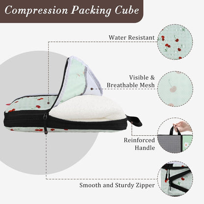 Compression Packing Cubes - Ultralight Travel Organizers with Laundry Bag, Space-Saving Suitcase Organizer, Expandable Packing Cubes for Travel and Family Vacation (Paisley Pattern)
