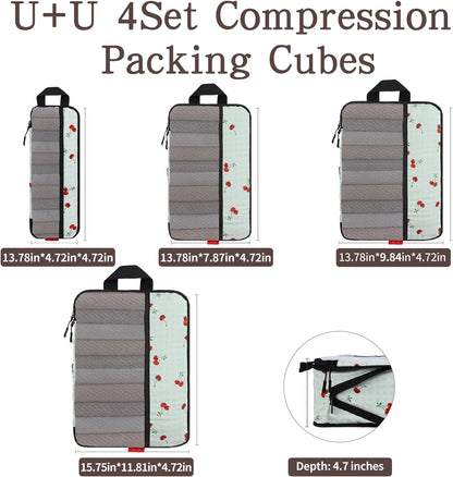 Compression Packing Cubes - Ultralight Travel Organizers with Laundry Bag, Space-Saving Suitcase Organizer, Expandable Packing Cubes for Travel and Family Vacation (Paisley Pattern)
