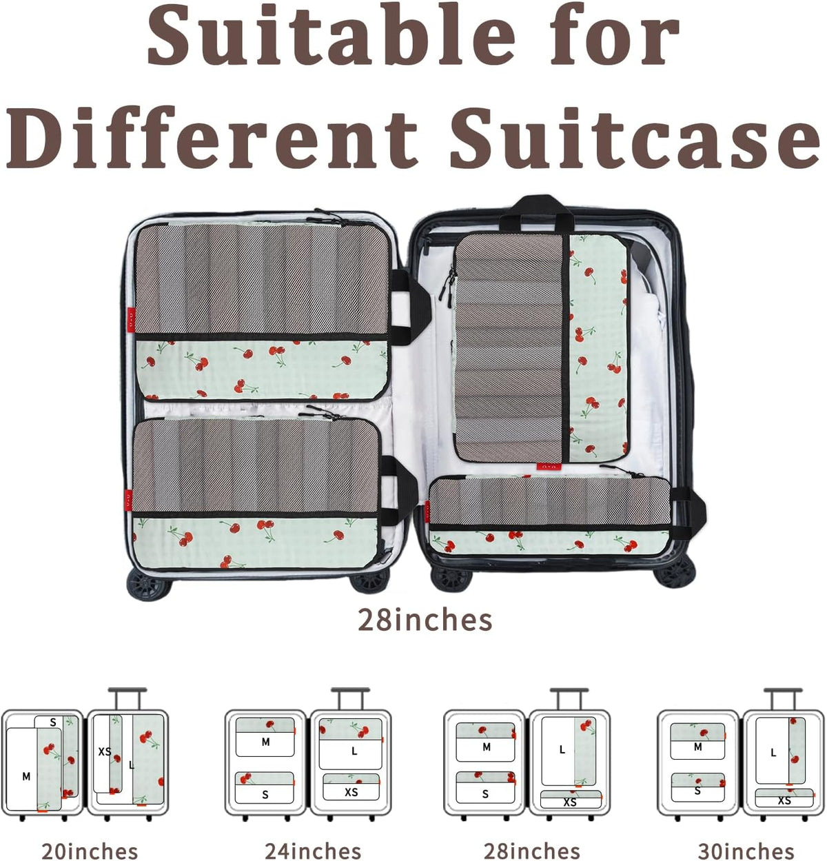 Compression Packing Cubes - Ultralight Travel Organizers with Laundry Bag, Space-Saving Suitcase Organizer, Expandable Packing Cubes for Travel and Family Vacation (Paisley Pattern)