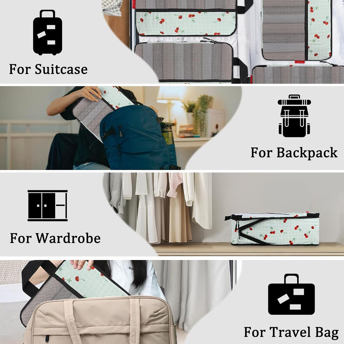 Compression Packing Cubes - Ultralight Travel Organizers with Laundry Bag, Space-Saving Suitcase Organizer, Expandable Packing Cubes for Travel and Family Vacation (Paisley Pattern)