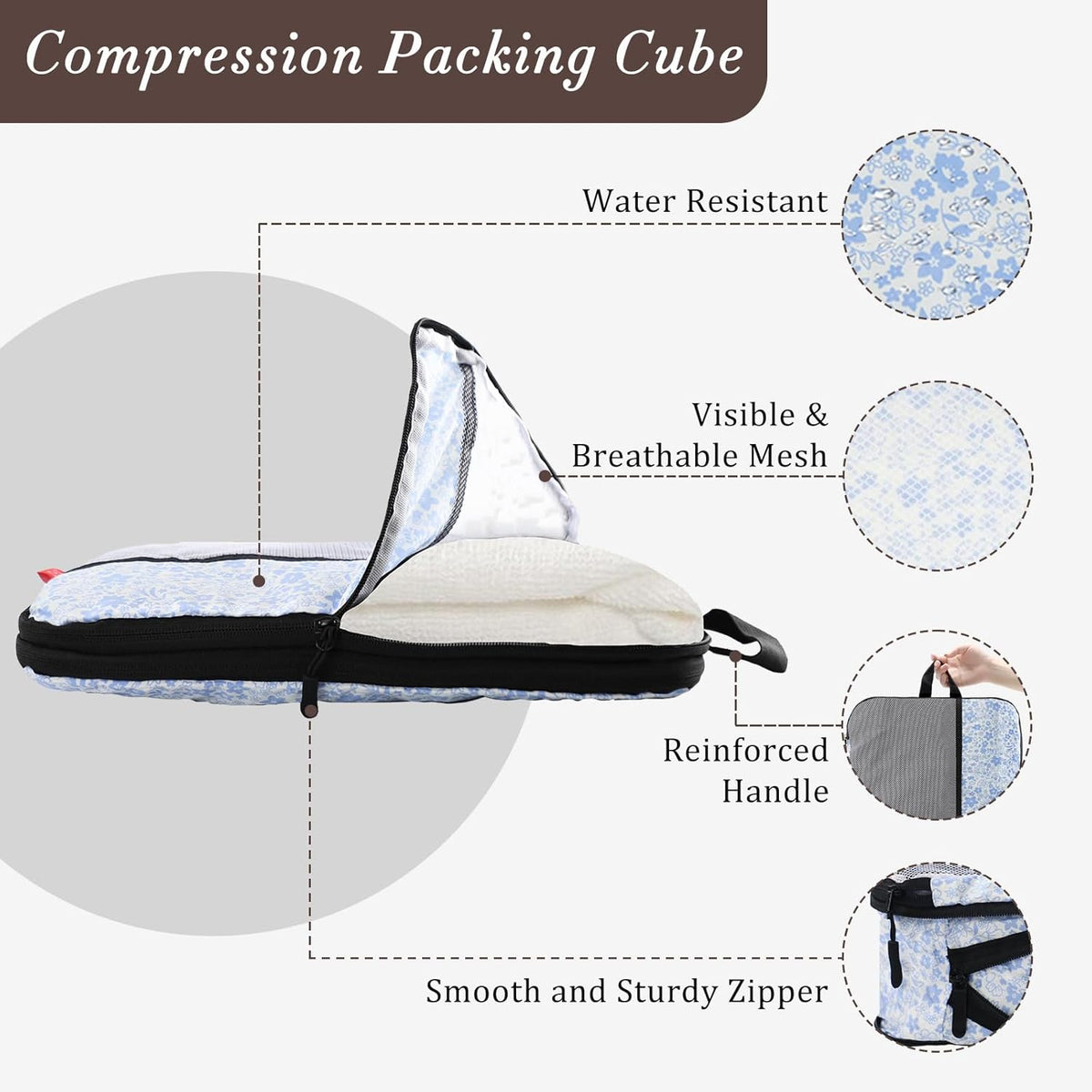 Compression Packing Cubes - Ultralight Travel Organizers with Laundry Bag, Space-Saving Suitcase Organizer, Expandable Packing Cubes for Travel and Family Vacation (Paisley Pattern)