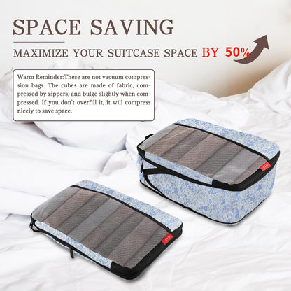 Compression Packing Cubes - Ultralight Travel Organizers with Laundry Bag, Space-Saving Suitcase Organizer, Expandable Packing Cubes for Travel and Family Vacation (Paisley Pattern)