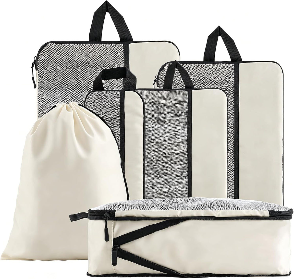 Compression Packing Cubes - Ultralight Travel Organizers with Laundry Bag, Space-Saving Suitcase Organizer, Expandable Packing Cubes for Travel and Family Vacation (Paisley Pattern)
