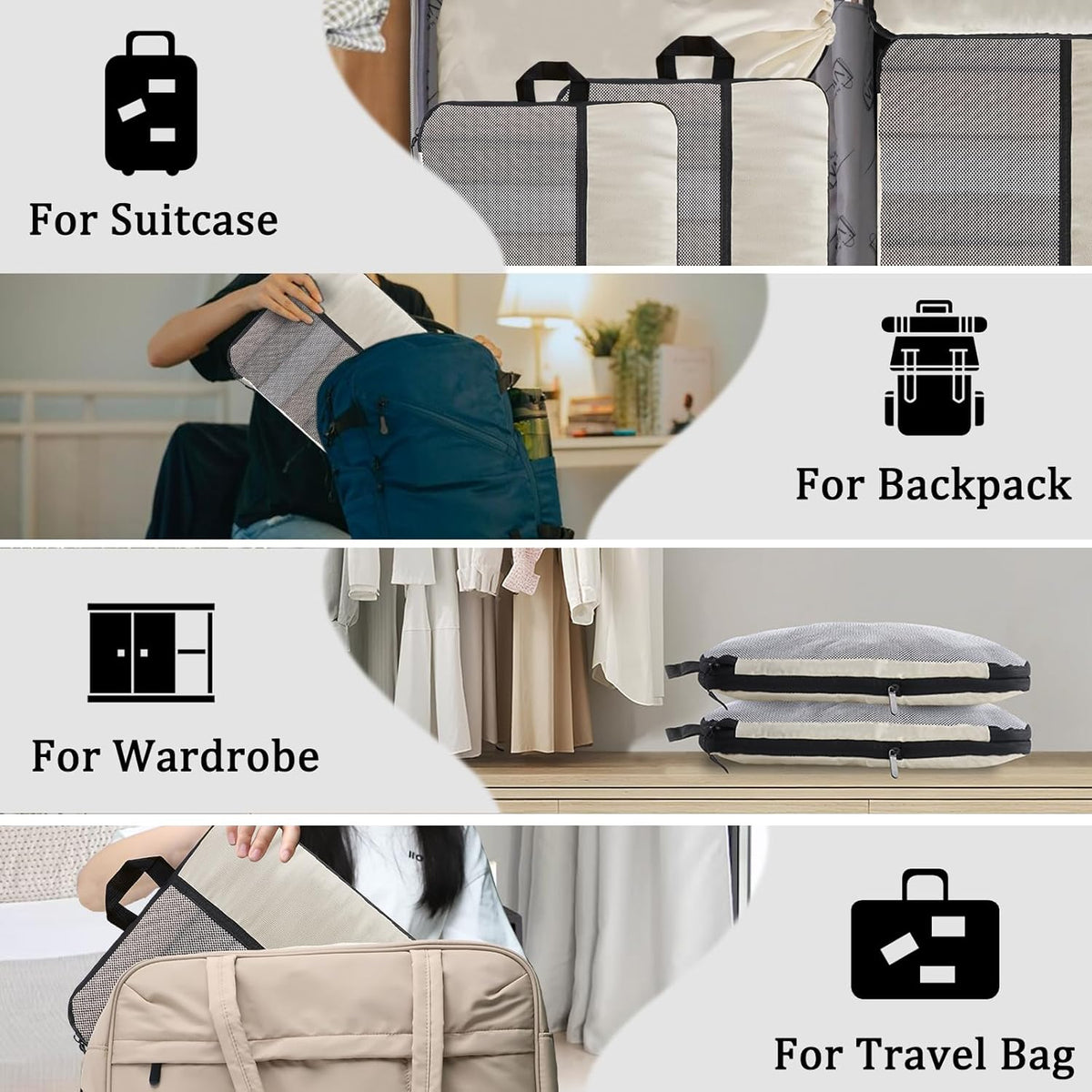 Compression Packing Cubes - Ultralight Travel Organizers with Laundry Bag, Space-Saving Suitcase Organizer, Expandable Packing Cubes for Travel and Family Vacation (Paisley Pattern)
