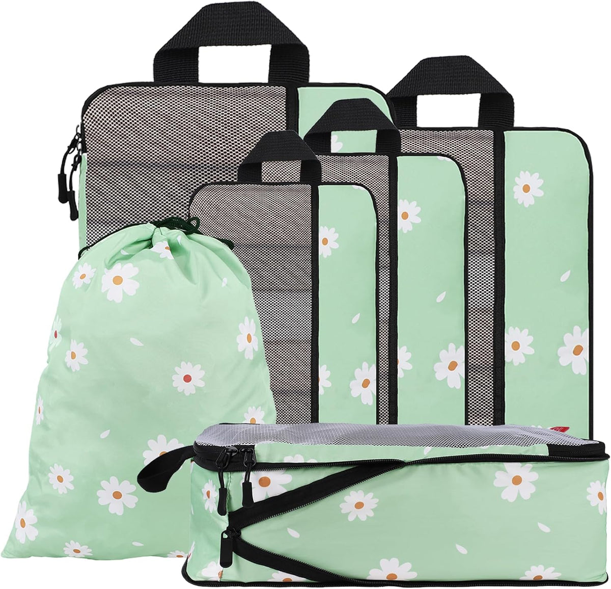 Compression Packing Cubes - Ultralight Travel Organizers with Laundry Bag, Space-Saving Suitcase Organizer, Expandable Packing Cubes for Travel and Family Vacation (Paisley Pattern)