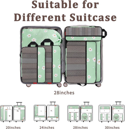 Compression Packing Cubes - Ultralight Travel Organizers with Laundry Bag, Space-Saving Suitcase Organizer, Expandable Packing Cubes for Travel and Family Vacation (Paisley Pattern)