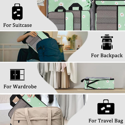 Compression Packing Cubes - Ultralight Travel Organizers with Laundry Bag, Space-Saving Suitcase Organizer, Expandable Packing Cubes for Travel and Family Vacation (Paisley Pattern)