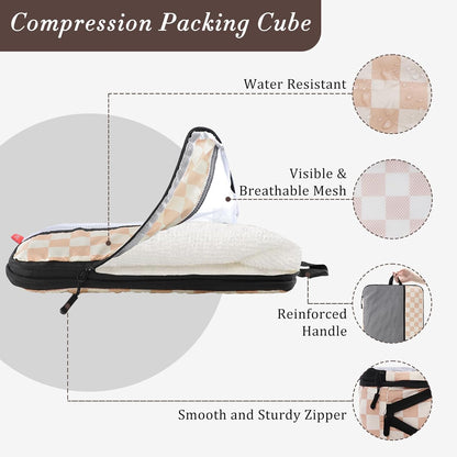 Compression Packing Cubes - Ultralight Travel Organizers with Laundry Bag, Space-Saving Suitcase Organizer, Expandable Packing Cubes for Travel and Family Vacation (Paisley Pattern)