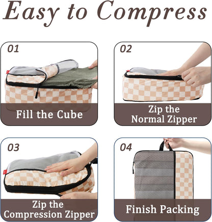 Compression Packing Cubes - Ultralight Travel Organizers with Laundry Bag, Space-Saving Suitcase Organizer, Expandable Packing Cubes for Travel and Family Vacation (Paisley Pattern)