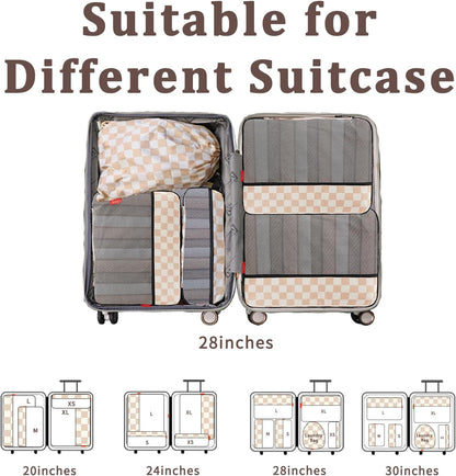 Compression Packing Cubes - Ultralight Travel Organizers with Laundry Bag, Space-Saving Suitcase Organizer, Expandable Packing Cubes for Travel and Family Vacation (Paisley Pattern)