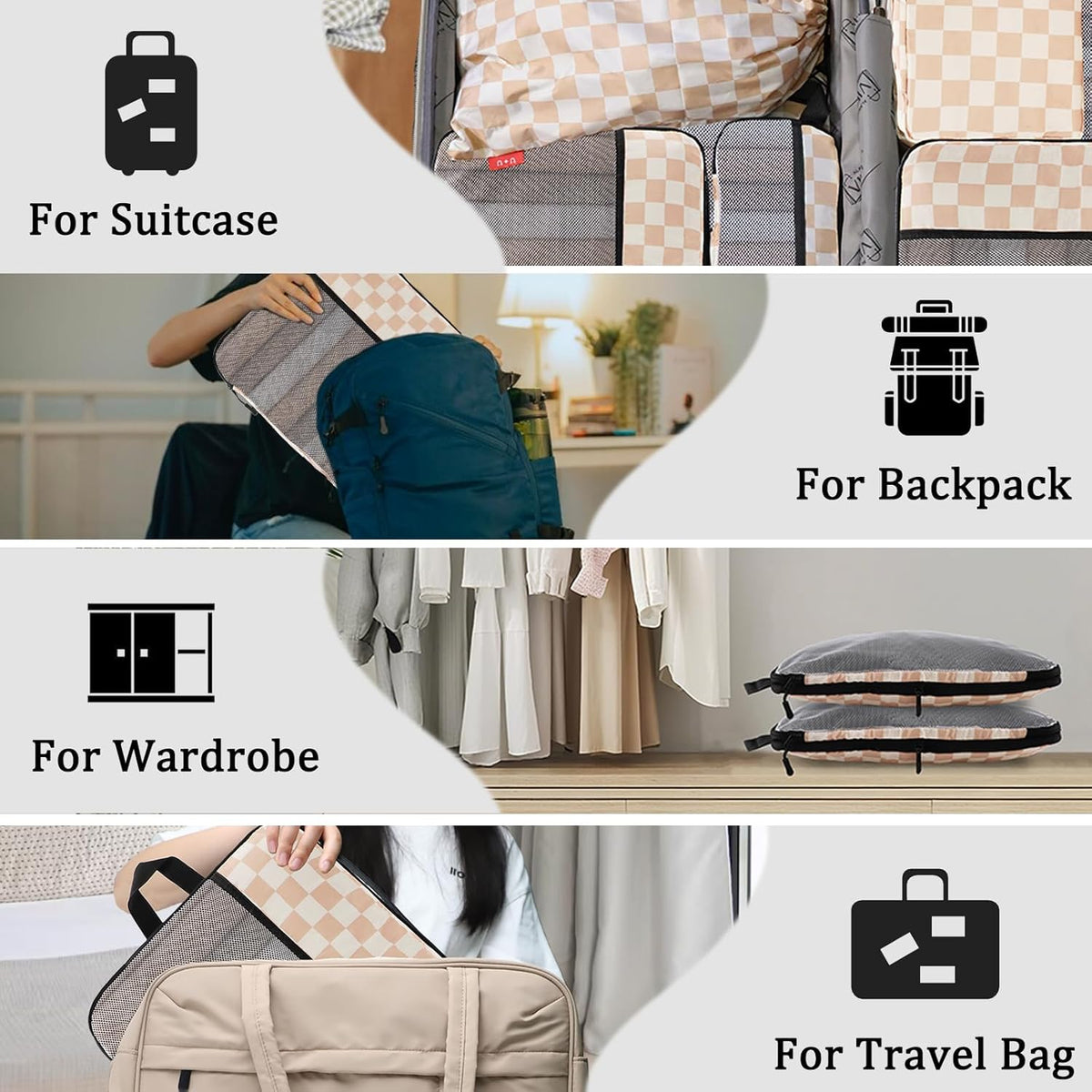 Compression Packing Cubes - Ultralight Travel Organizers with Laundry Bag, Space-Saving Suitcase Organizer, Expandable Packing Cubes for Travel and Family Vacation (Paisley Pattern)