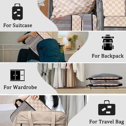 Compression Packing Cubes - Ultralight Travel Organizers with Laundry Bag, Space-Saving Suitcase Organizer, Expandable Packing Cubes for Travel and Family Vacation (Paisley Pattern)
