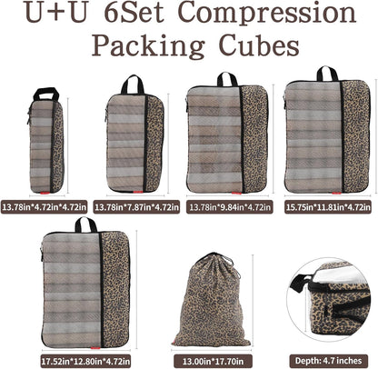 Compression Packing Cubes - Ultralight Travel Organizers with Laundry Bag, Space-Saving Suitcase Organizer, Expandable Packing Cubes for Travel and Family Vacation (Paisley Pattern)