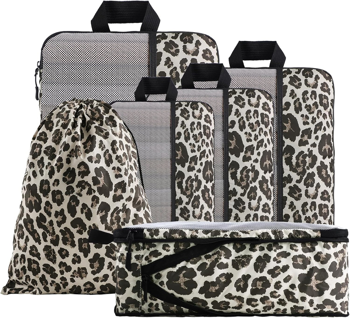 Compression Packing Cubes - Ultralight Travel Organizers with Laundry Bag, Space-Saving Suitcase Organizer, Expandable Packing Cubes for Travel and Family Vacation (Paisley Pattern)