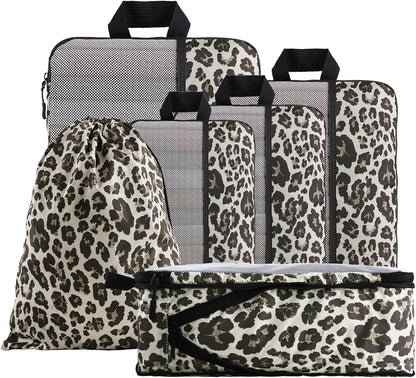 Compression Packing Cubes - Ultralight Travel Organizers with Laundry Bag, Space-Saving Suitcase Organizer, Expandable Packing Cubes for Travel and Family Vacation (Paisley Pattern)