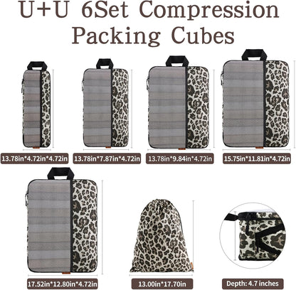 Compression Packing Cubes - Ultralight Travel Organizers with Laundry Bag, Space-Saving Suitcase Organizer, Expandable Packing Cubes for Travel and Family Vacation (Paisley Pattern)