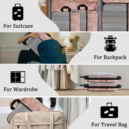 Compression Packing Cubes - Ultralight Travel Organizers with Laundry Bag, Space-Saving Suitcase Organizer, Expandable Packing Cubes for Travel and Family Vacation (Paisley Pattern)