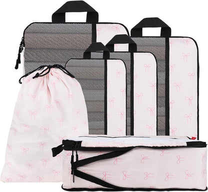 Compression Packing Cubes - Ultralight Travel Organizers with Laundry Bag, Space-Saving Suitcase Organizer, Expandable Packing Cubes for Travel and Family Vacation (Paisley Pattern)