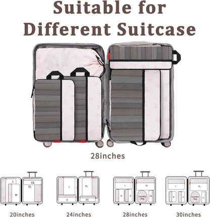 Compression Packing Cubes - Ultralight Travel Organizers with Laundry Bag, Space-Saving Suitcase Organizer, Expandable Packing Cubes for Travel and Family Vacation (Paisley Pattern)