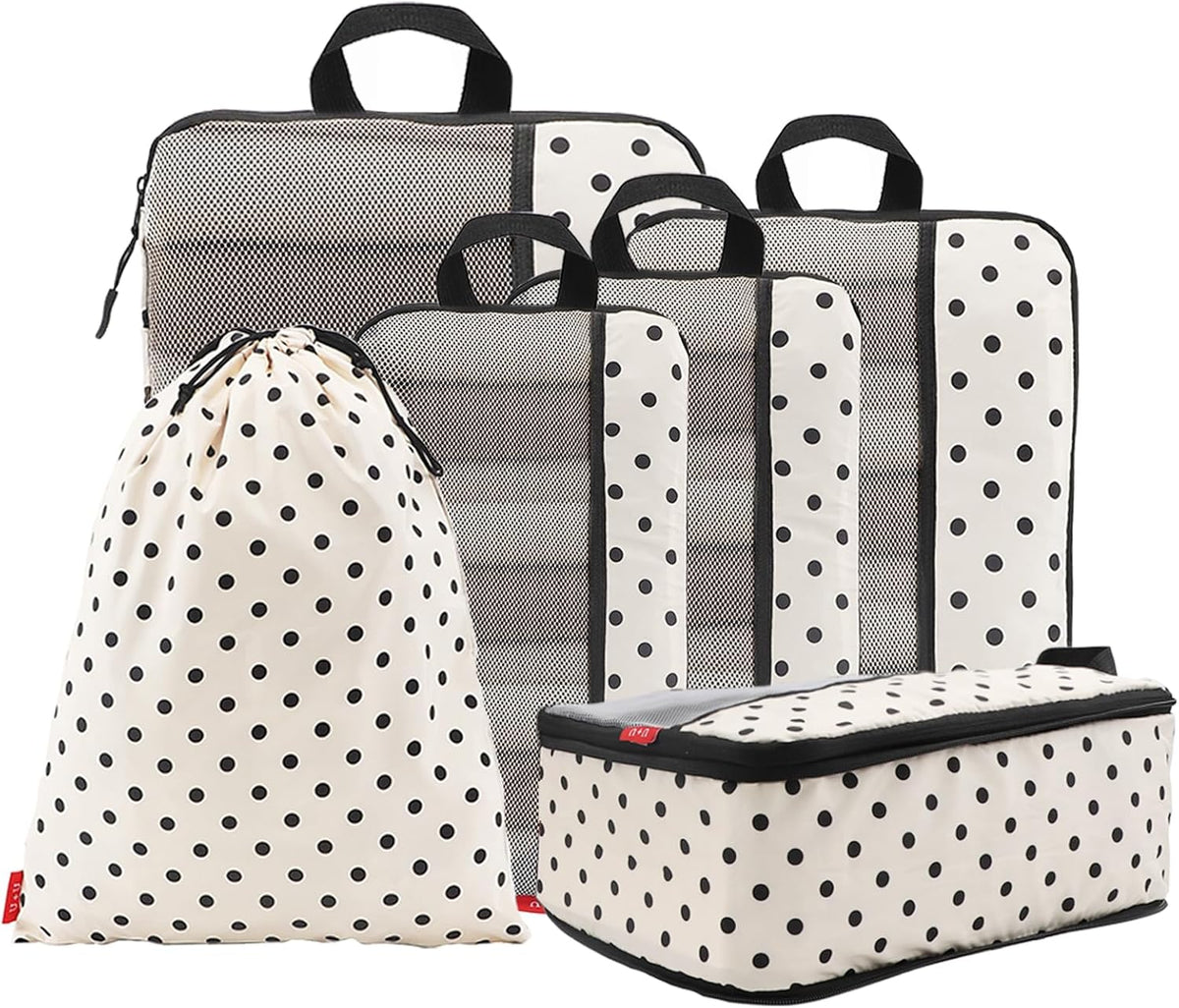 Compression Packing Cubes - Ultralight Travel Organizers with Laundry Bag, Space-Saving Suitcase Organizer, Expandable Packing Cubes for Travel and Family Vacation (Paisley Pattern)