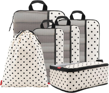 Compression Packing Cubes - Ultralight Travel Organizers with Laundry Bag, Space-Saving Suitcase Organizer, Expandable Packing Cubes for Travel and Family Vacation (Paisley Pattern)