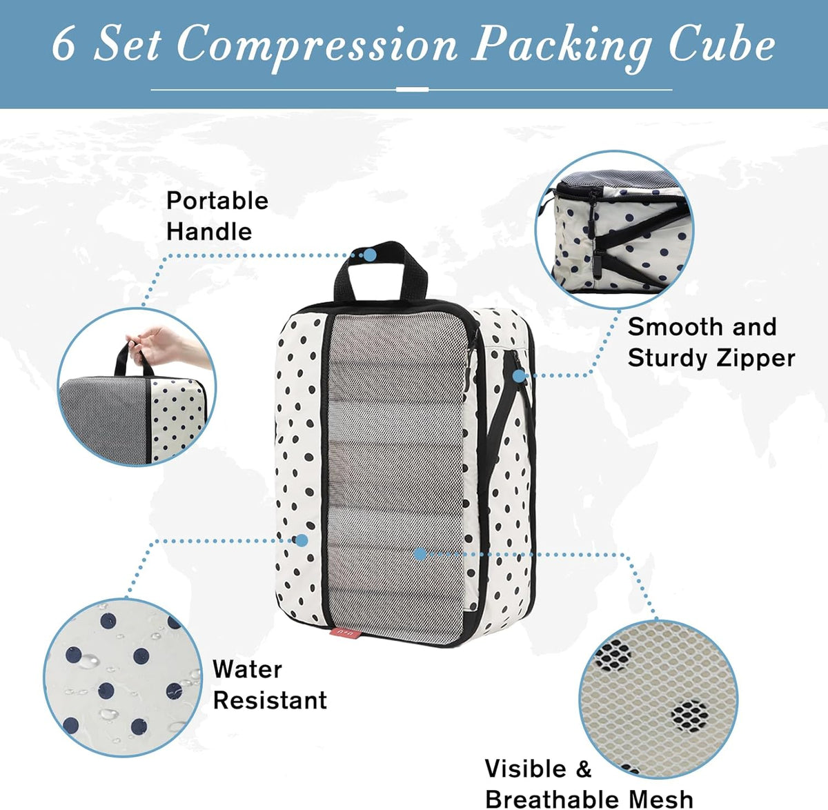 Compression Packing Cubes - Ultralight Travel Organizers with Laundry Bag, Space-Saving Suitcase Organizer, Expandable Packing Cubes for Travel and Family Vacation (Paisley Pattern)