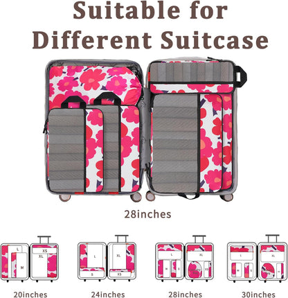 Compression Packing Cubes - Ultralight Travel Organizers with Laundry Bag, Space-Saving Suitcase Organizer, Expandable Packing Cubes for Travel and Family Vacation (Paisley Pattern)
