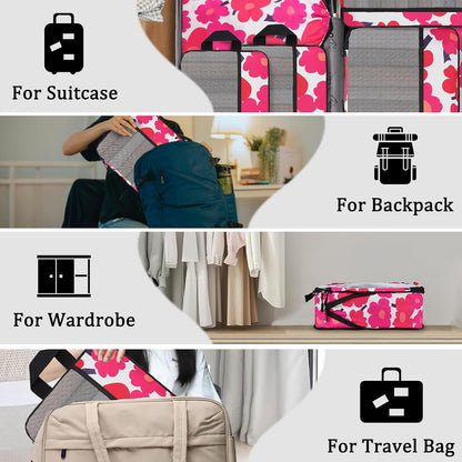Compression Packing Cubes - Ultralight Travel Organizers with Laundry Bag, Space-Saving Suitcase Organizer, Expandable Packing Cubes for Travel and Family Vacation (Paisley Pattern)