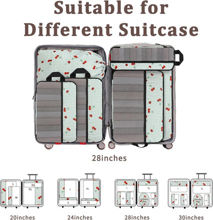 Compression Packing Cubes - Ultralight Travel Organizers with Laundry Bag, Space-Saving Suitcase Organizer, Expandable Packing Cubes for Travel and Family Vacation (Paisley Pattern)