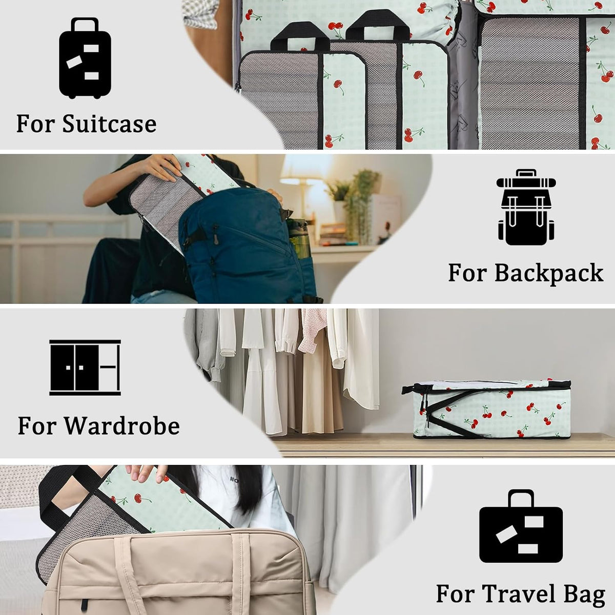 Compression Packing Cubes - Ultralight Travel Organizers with Laundry Bag, Space-Saving Suitcase Organizer, Expandable Packing Cubes for Travel and Family Vacation (Paisley Pattern)
