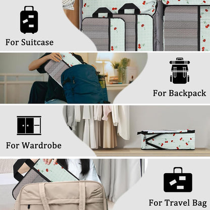 Compression Packing Cubes - Ultralight Travel Organizers with Laundry Bag, Space-Saving Suitcase Organizer, Expandable Packing Cubes for Travel and Family Vacation (Paisley Pattern)