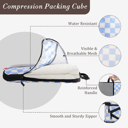Compression Packing Cubes - Ultralight Travel Organizers with Laundry Bag, Space-Saving Suitcase Organizer, Expandable Packing Cubes for Travel and Family Vacation (Paisley Pattern)
