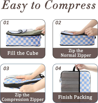 Compression Packing Cubes - Ultralight Travel Organizers with Laundry Bag, Space-Saving Suitcase Organizer, Expandable Packing Cubes for Travel and Family Vacation (Paisley Pattern)