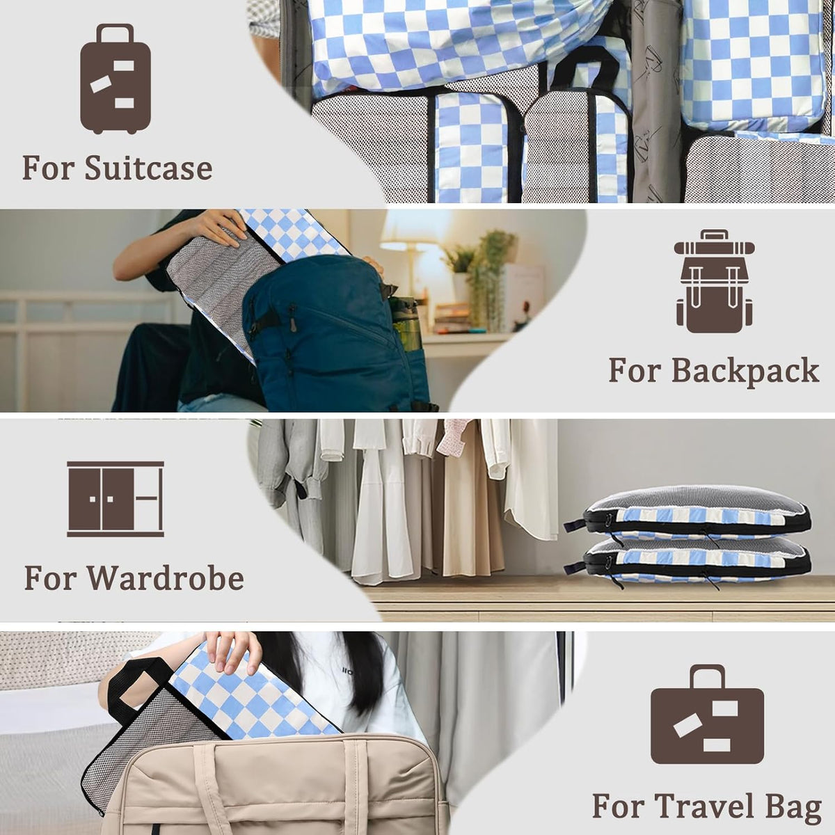 Compression Packing Cubes - Ultralight Travel Organizers with Laundry Bag, Space-Saving Suitcase Organizer, Expandable Packing Cubes for Travel and Family Vacation (Paisley Pattern)