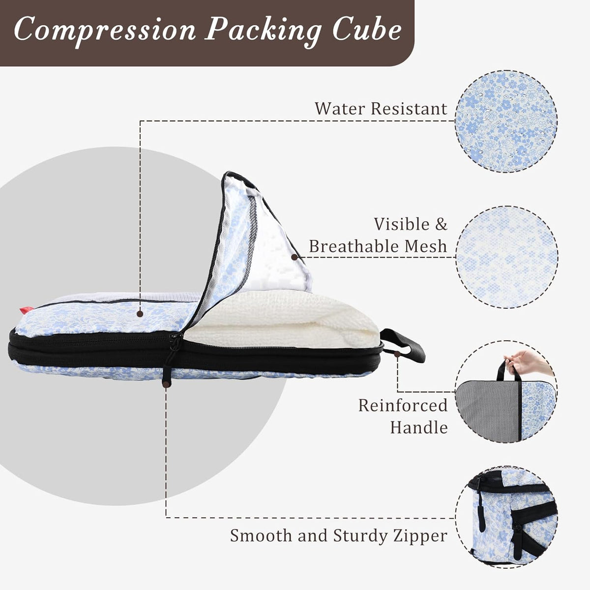 Compression Packing Cubes - Ultralight Travel Organizers with Laundry Bag, Space-Saving Suitcase Organizer, Expandable Packing Cubes for Travel and Family Vacation (Paisley Pattern)