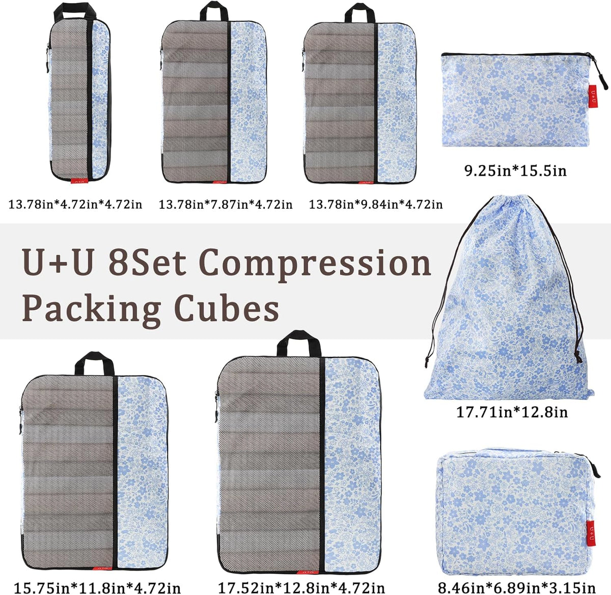 Compression Packing Cubes - Ultralight Travel Organizers with Laundry Bag, Space-Saving Suitcase Organizer, Expandable Packing Cubes for Travel and Family Vacation (Paisley Pattern)