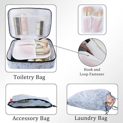 Compression Packing Cubes - Ultralight Travel Organizers with Laundry Bag, Space-Saving Suitcase Organizer, Expandable Packing Cubes for Travel and Family Vacation (Paisley Pattern)