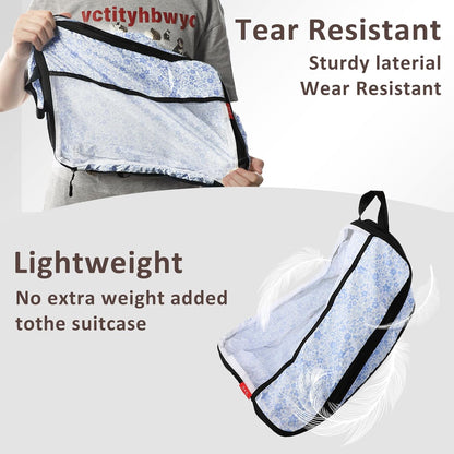 Compression Packing Cubes - Ultralight Travel Organizers with Laundry Bag, Space-Saving Suitcase Organizer, Expandable Packing Cubes for Travel and Family Vacation (Paisley Pattern)