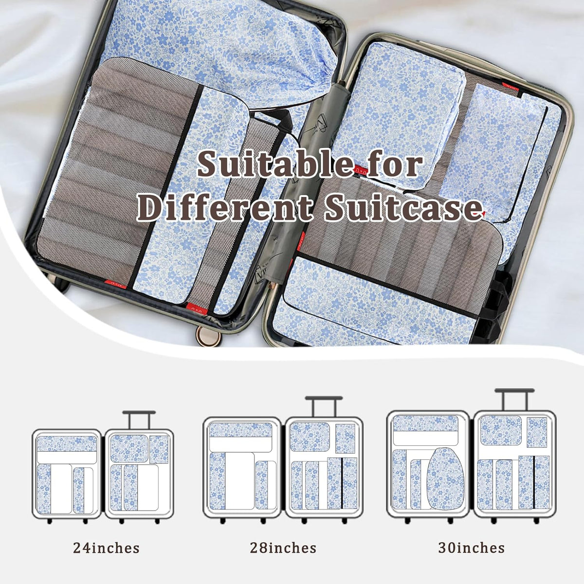 Compression Packing Cubes - Ultralight Travel Organizers with Laundry Bag, Space-Saving Suitcase Organizer, Expandable Packing Cubes for Travel and Family Vacation (Paisley Pattern)