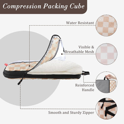Compression Packing Cubes - Ultralight Travel Organizers with Laundry Bag, Space-Saving Suitcase Organizer, Expandable Packing Cubes for Travel and Family Vacation (Paisley Pattern)
